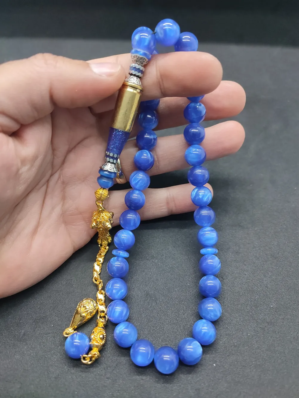 İmame Mermi̇ Kovanı Ve Gümüş Nakkaş Kombi̇nli̇ Sıkma Kehri̇bar küçük resim 5