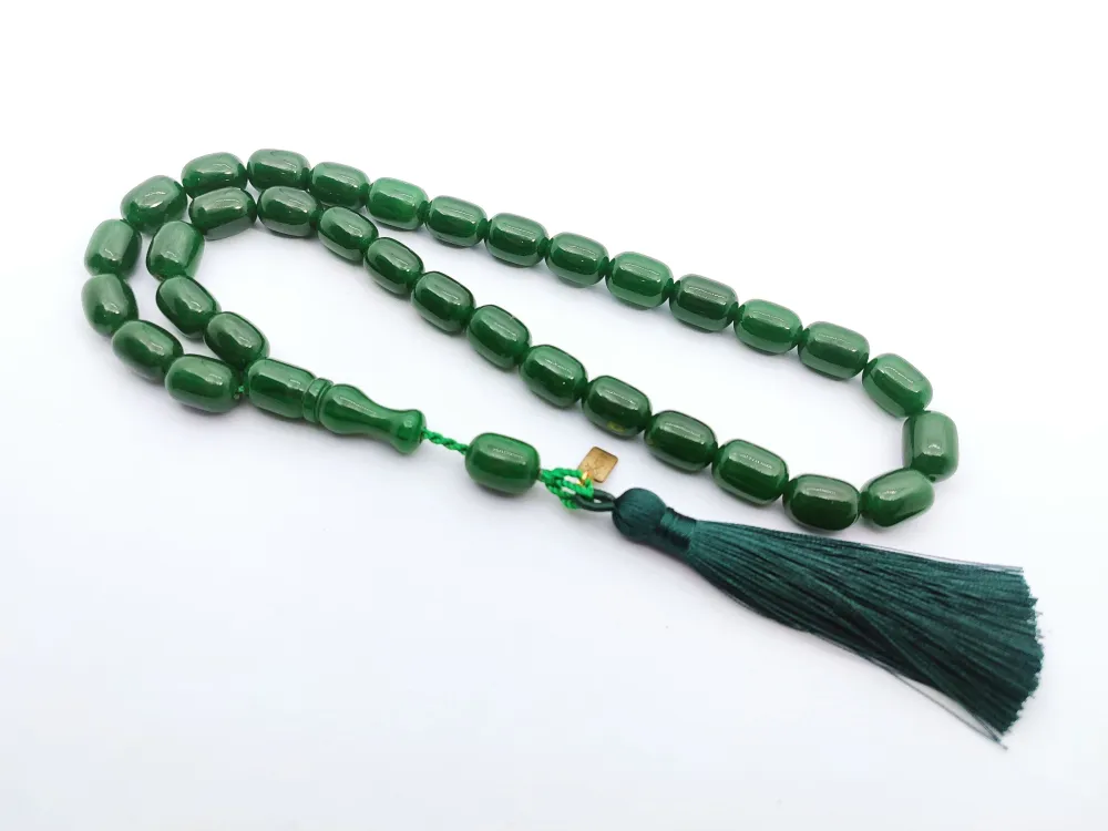 Ebu Zeyn Usta Eseri̇ İmzalı İri̇ Boy 12 Kat İpe Di̇zi̇li̇ Eski̇ Usul Sıkma Kehri̇bar küçük resim 2