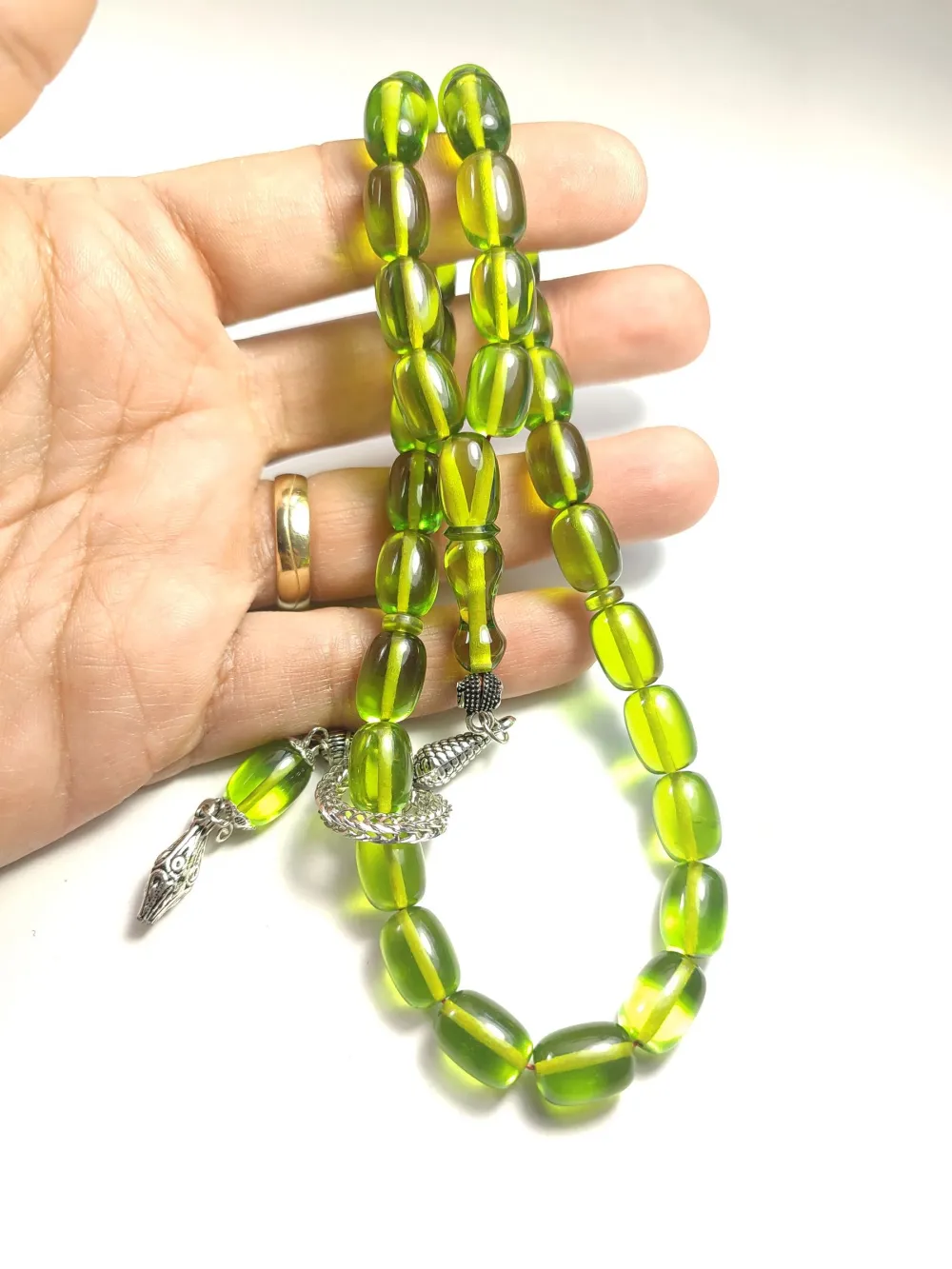 Gümüş Kaplama Püsküllü Çi̇ft Zımpara Çi̇ft Kat Ci̇lalı Alman Zar  Kehri̇bar küçük resim 4