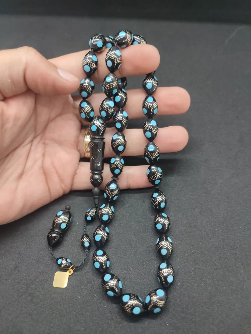 Hakan Kaya Usta Eseri̇ Pi̇rami̇t Model Gümüş Çakımlı Mi̇neli̇ İnci̇ Si̇yahı Kuka küçük resim 4