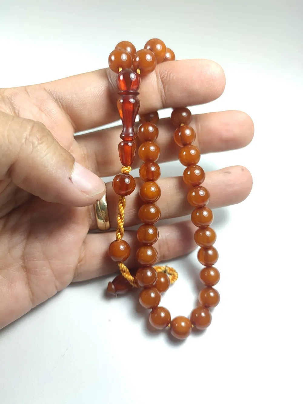 Junai̇d Hasan Usta İşi̇ İmzalı Mühürlü Sıkma Kehri̇bar küçük resim 4