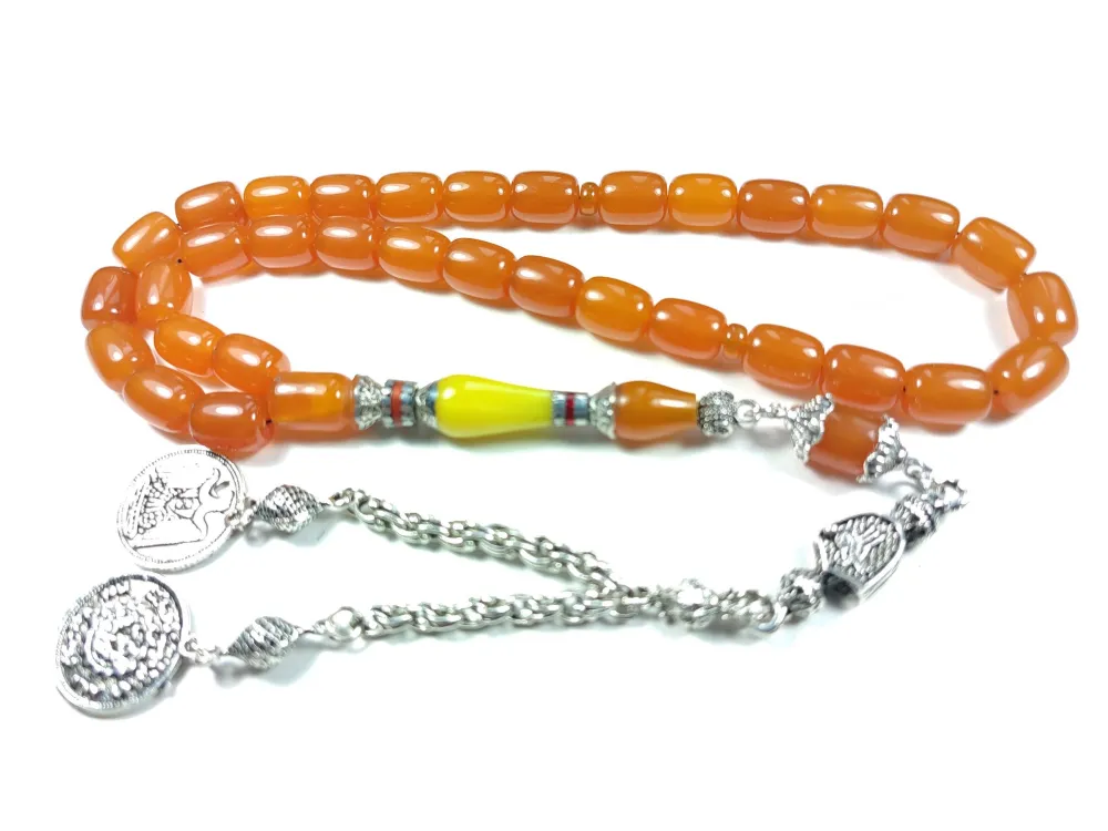 Gümüş Kaplama Püsküllü  Gümüş Nakkaş İmame Sıkma Kehri̇bar küçük resim 3