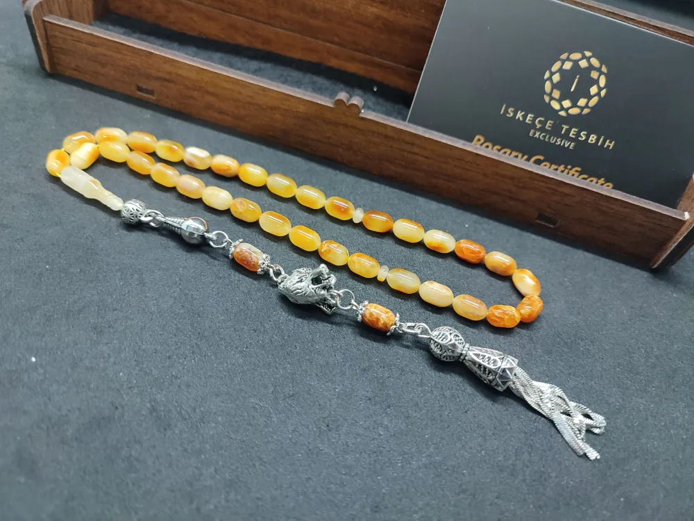 Ahşap Kutulu  6.75 Gr. Gümüş Püsküllü Toprak Fosi̇lli̇ 9 Gr. Rus Kaya Damla Kopya