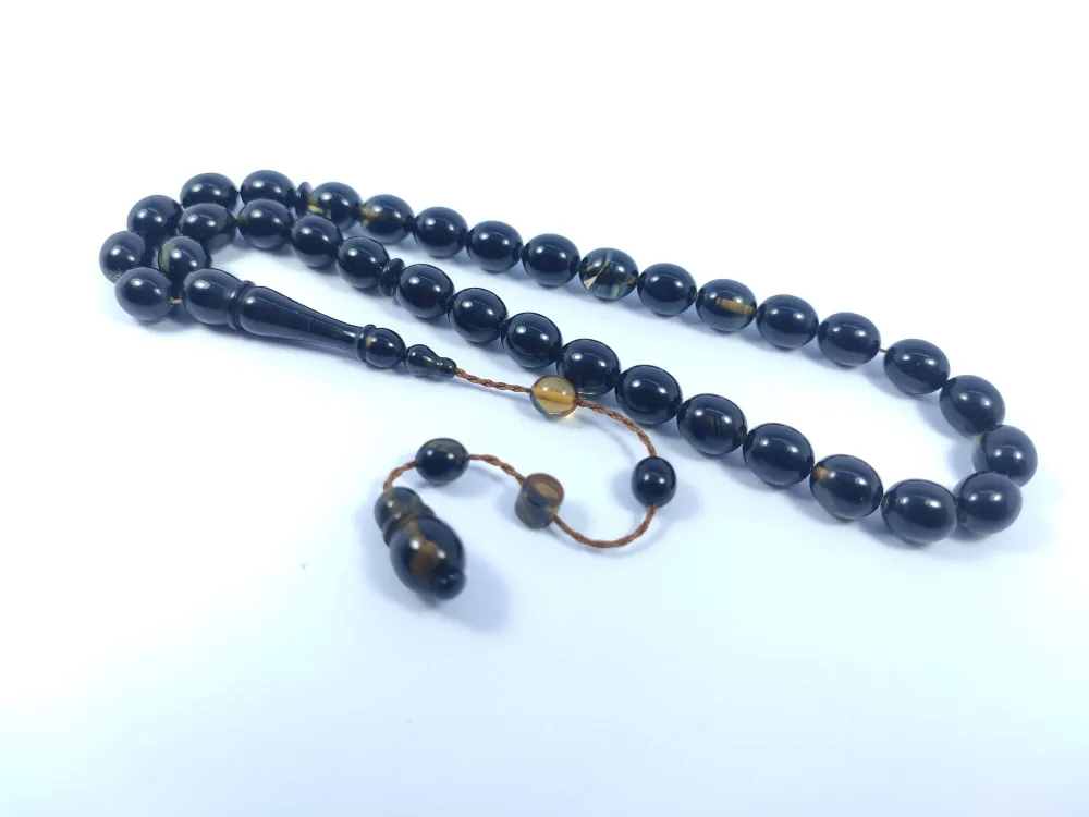 Şevket Alkan Usta Eseri̇ İnci̇ Si̇yahı 0.6 Mm Deli̇m Sıkma Kehri̇bar küçük resim 3