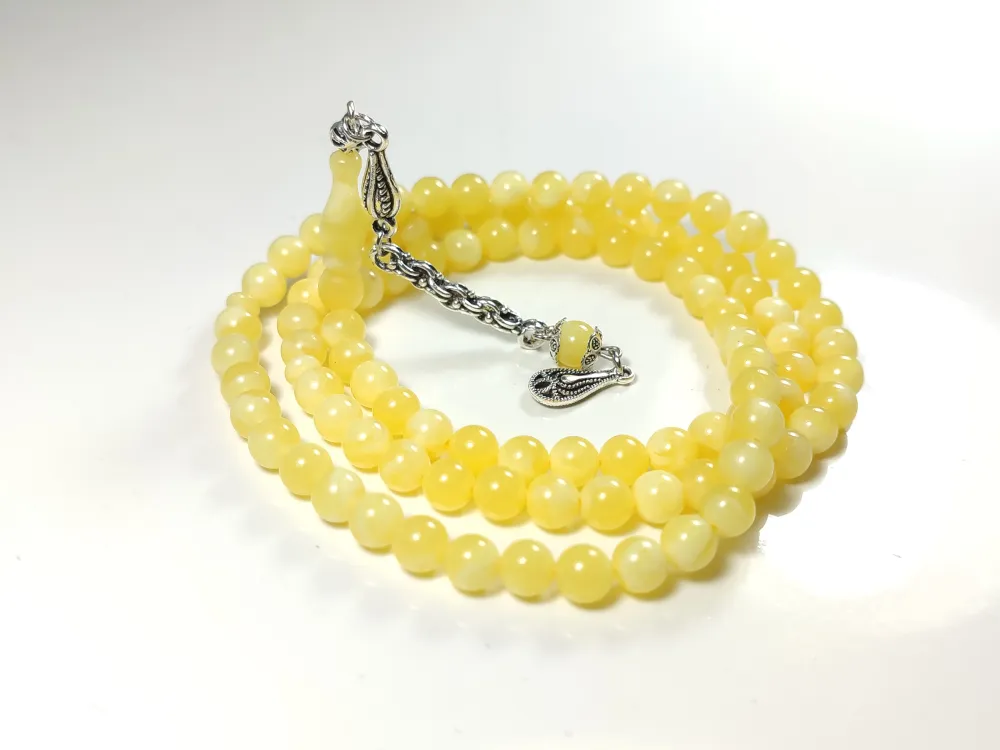 Nakkaş İşçi̇li̇kli̇ Ağır Gümüş Kaplama Püsküllü Beyrut Namaz Tesbi̇hi̇ küçük resim 3