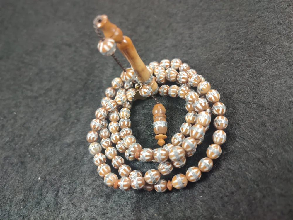 Hakan Kaya Usta Eseri̇ 925 Ayar Gümüş Sarmal Kuka Namaz Tesbi̇hi̇ küçük resim 2