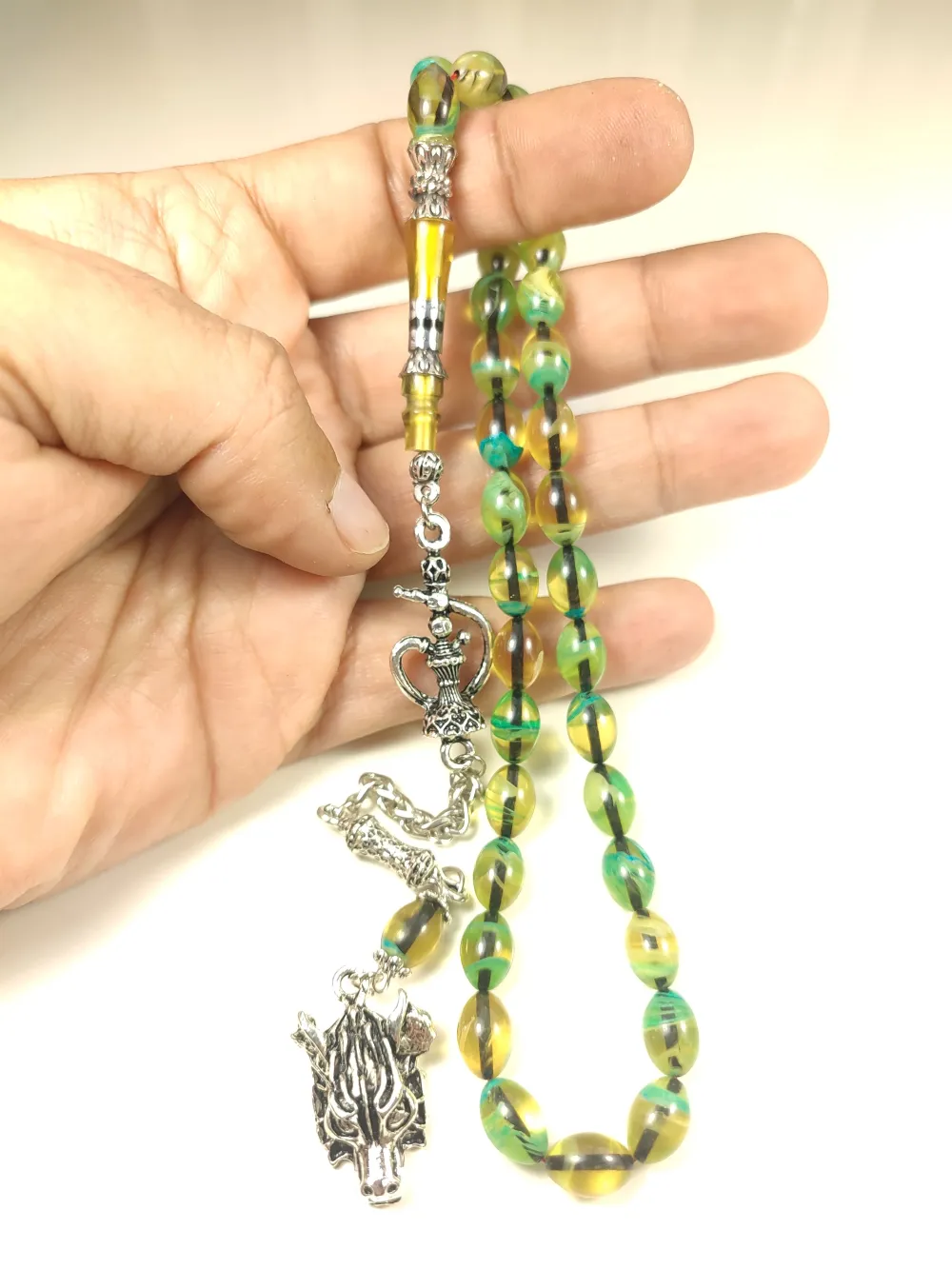 925 Ayar Gümüş Nakkaş İp Yolu Eski̇tme Multi̇ Color Sıkma Kehri̇bar küçük resim 4