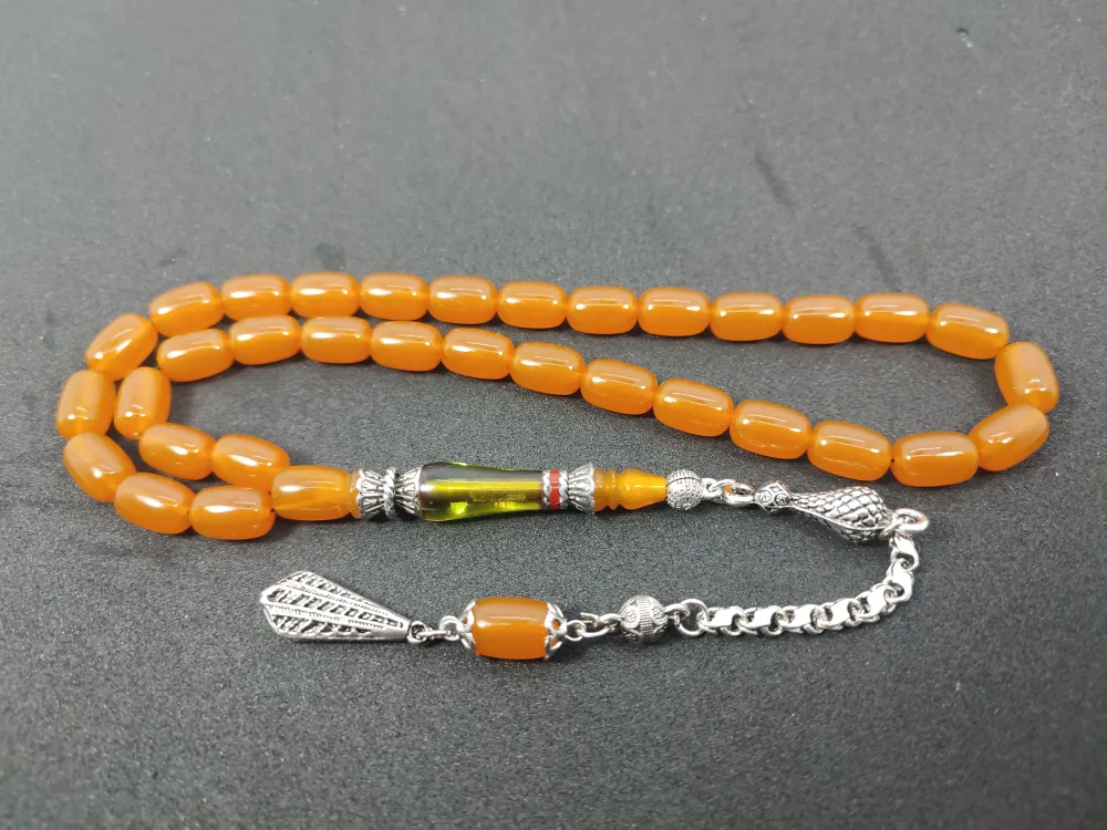 Şevket Alkan Usta İşi̇ 925 Ayar Gümüş Nakkaş İmame  Sıkma Kehri̇bar küçük resim 2