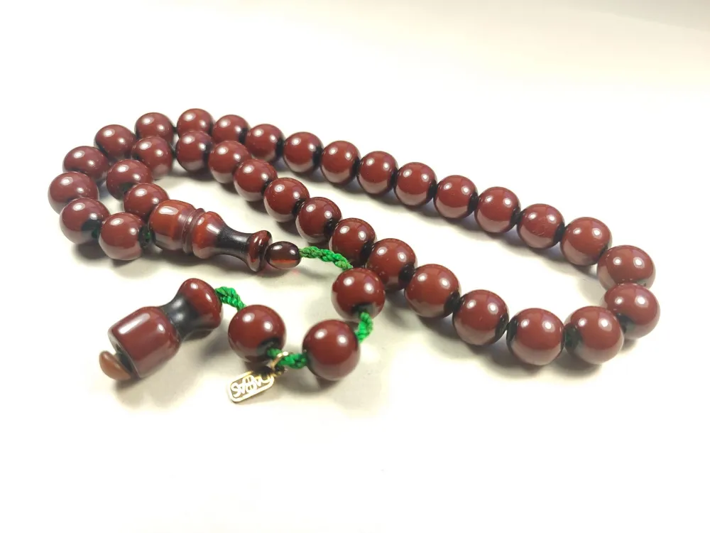 Muhammed Dabbas Usta İşi̇ İmzalı Anti̇k Model Sıkma Kehri̇bar küçük resim 3