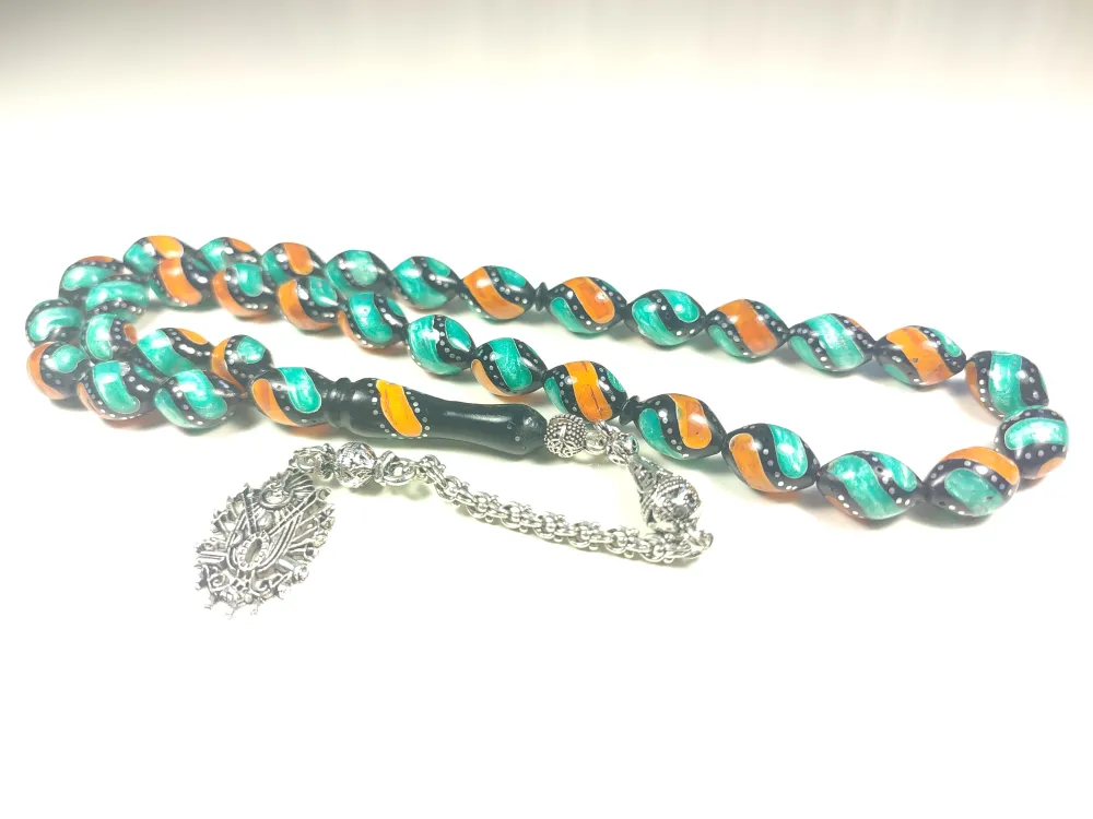 925 Ayar Gümüş Çakımlı Mi̇ne Ve Kehri̇bar Taşlı İri̇ Boy Kuka