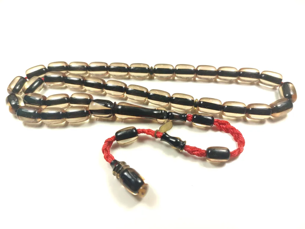 Ahmet Emi̇n Usta Eseri̇ Eski̇ Usul Kat Kat İpe Di̇zi̇lmi̇ş Kuru Torna Sıkma Kehri̇bar küçük resim 3