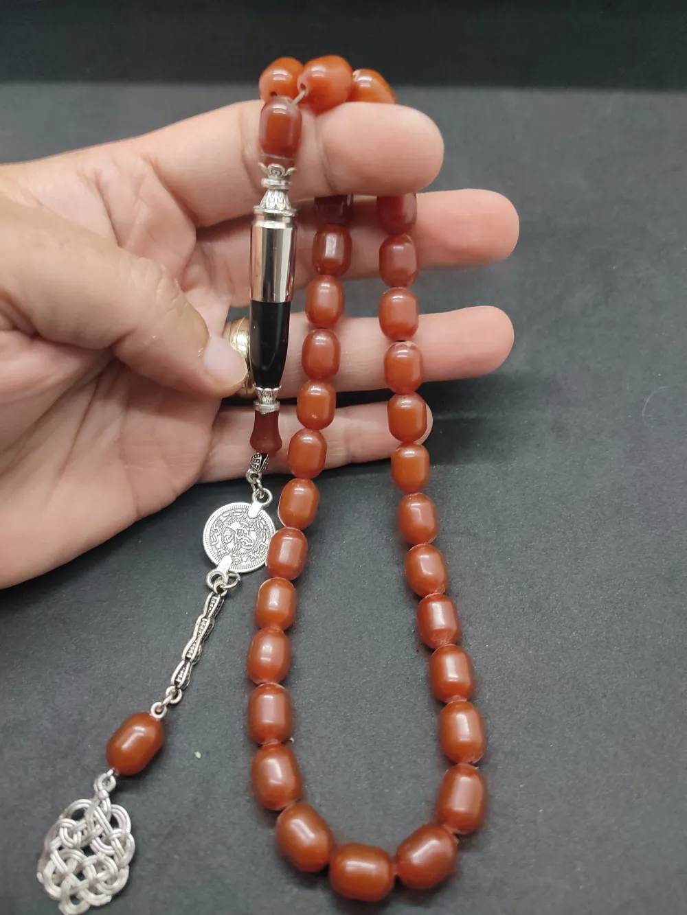 İmame Mermi̇ Kovanı Ve Gümüş Nakkaş Kombi̇nli̇ Sıkma Kehri̇bar küçük resim 5