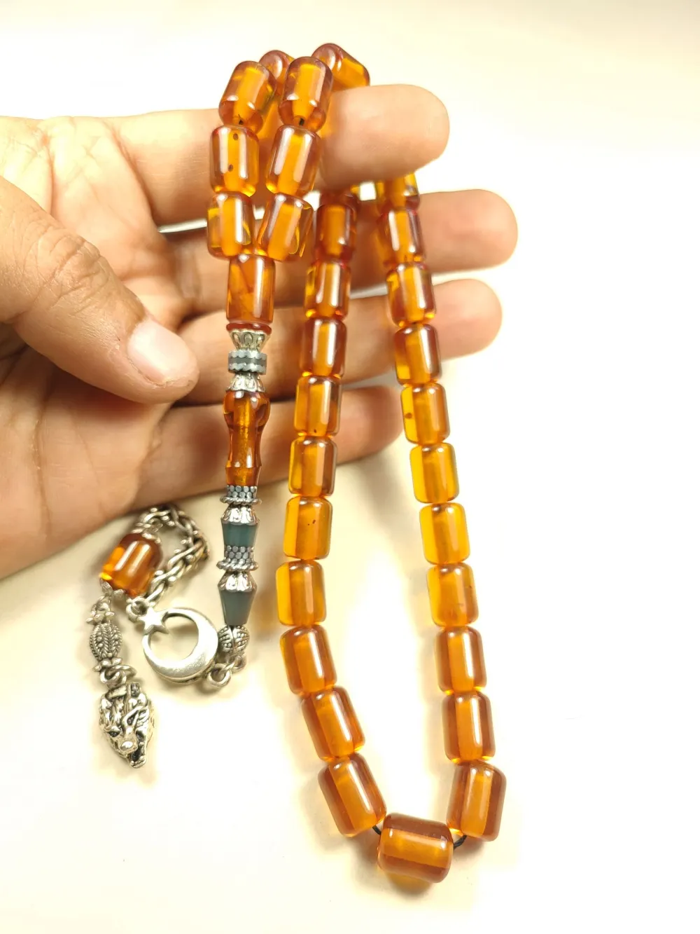 925 Ayar Gümüş Nakkaş İmame Sıkma Kehri̇bar küçük resim 5