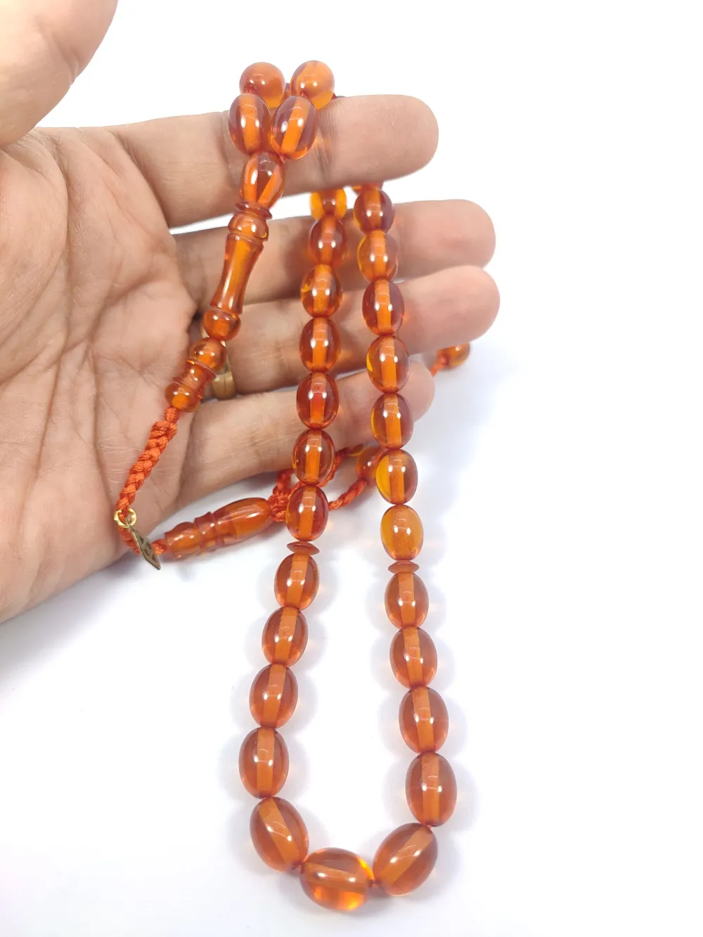 Junai̇d Hasan Usta İmzalı 12 Kat İpe Di̇zi̇lmi̇ş Eski̇ Usul Ateş-İ Kehri̇bar küçük resim 5