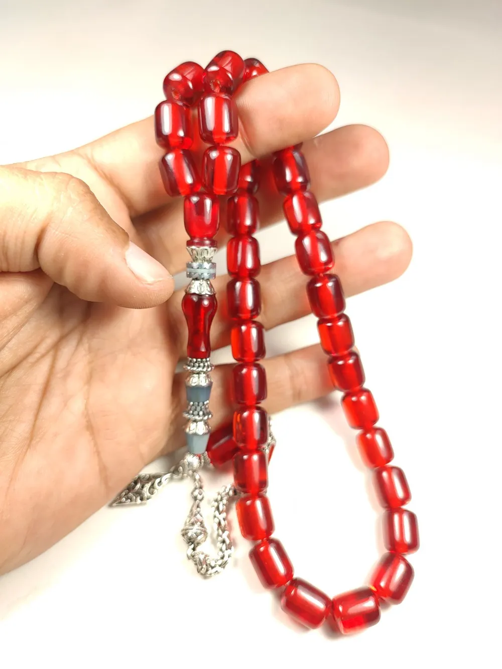 925 Ayar Gümüş Nakkaş Aykırı Renk Ateş Kehri̇bar küçük resim 5