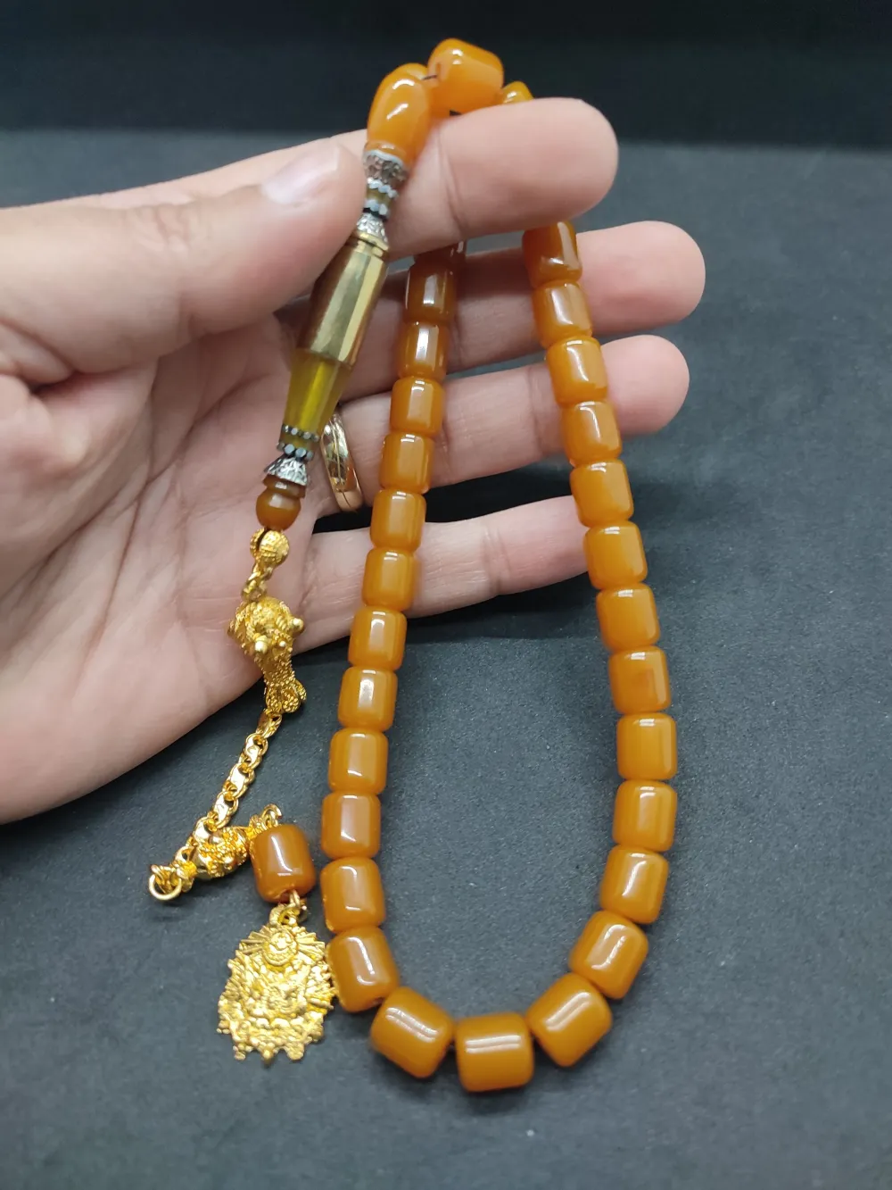 İmame Mermi̇ Kovanı Ve Gümüş Nakkaş Kombi̇nli̇ Sıkma Kehri̇bar küçük resim 5