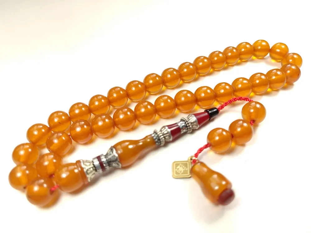 Hakan Kaya Usta İmzalı 925 Ayar Gümüş Nakkaş İmame Sıkma Kehri̇bar küçük resim 2