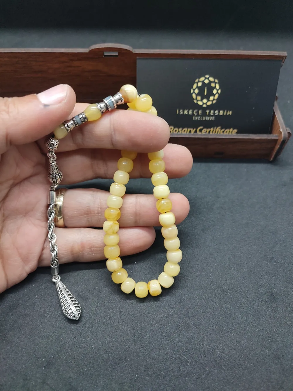 Ahşap Kutulu  Gümüş Nakkaş Gümüş Püsküllü 13.04 Gr. 4 Parmak Li̇tfanya Kaya Damla küçük resim 4