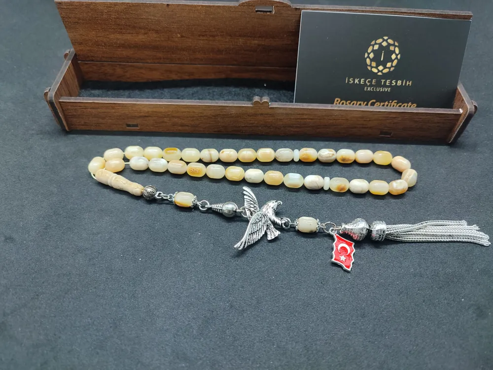 Ahşap Kutulu  6.75 Gr. Gümüş Püsküllü Toprak Fosi̇lli̇ 11.20 Gr. Rus Kaya Damla küçük resim 3