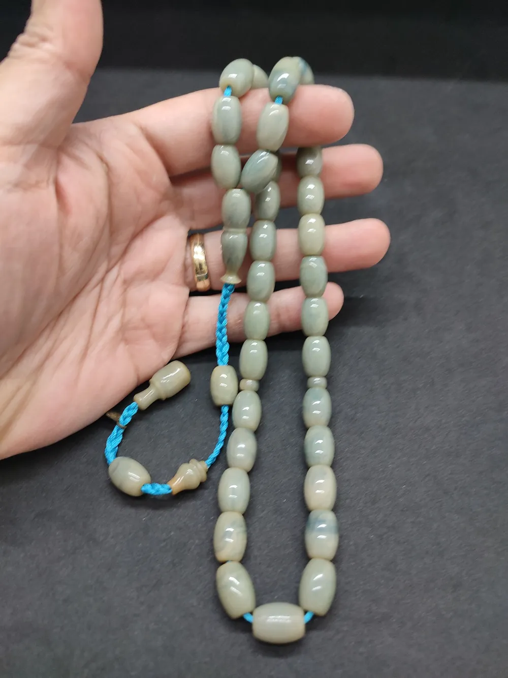 Junai̇d Hasan Usta Eseri̇ Kat Kat İpe Di̇zi̇li̇ Eski̇ Usul Çalışılma Sıkma Kehri̇bar küçük resim 5