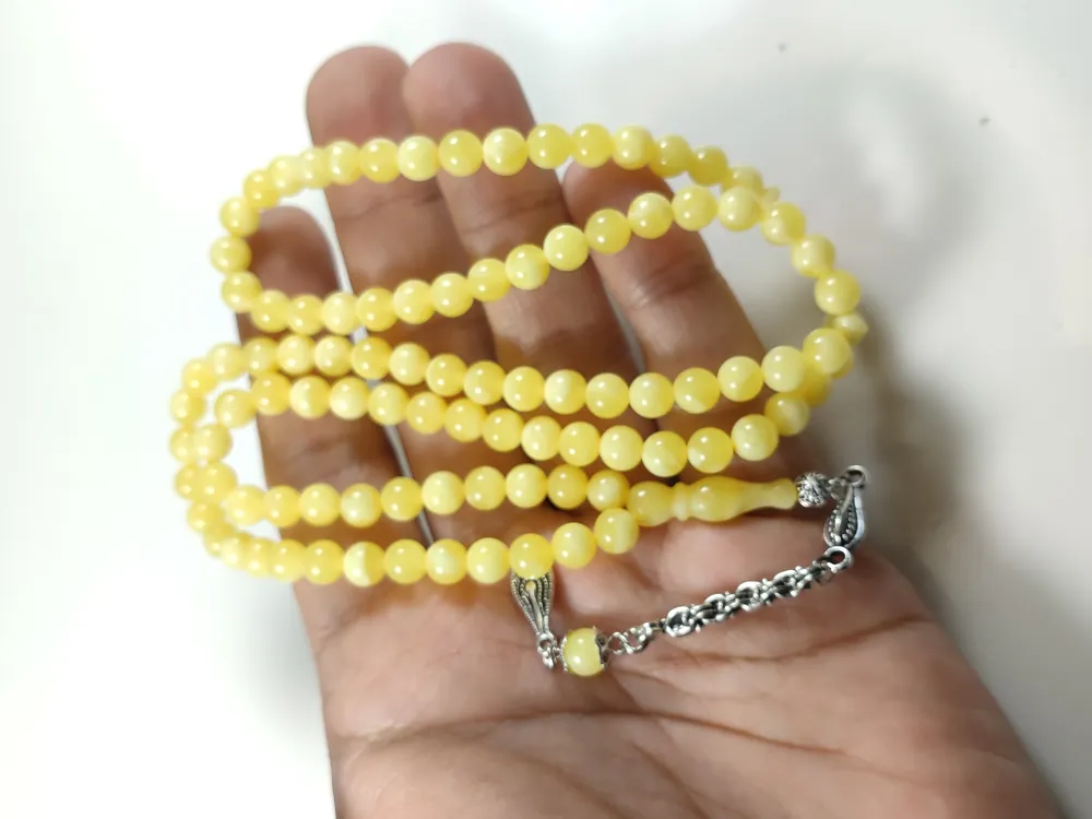 Nakkaş İşçi̇li̇kli̇ Ağır Gümüş Kaplama Püsküllü Beyrut Namaz Tesbi̇hi̇ küçük resim 5