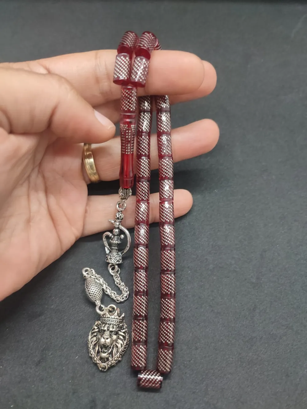 Hafi̇f Kusurlu Emrah Baran  925 Ayar Gümüş Çakımlı (10.000 Çakım) Ateş-İ Kehri̇bar küçük resim 2