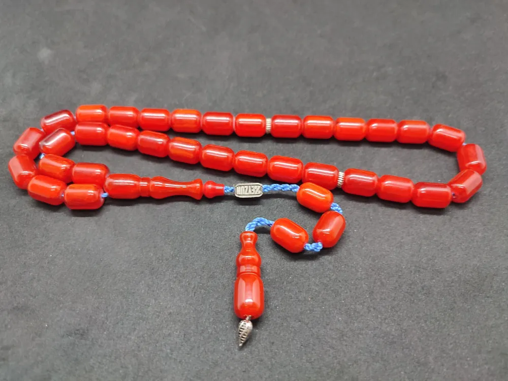 Zeyzun Usta Eseri̇ Di̇k Damar (İmza Çi̇vi̇ Ara Pulları Gümüş) Sıkma Kehri̇bar küçük resim 3