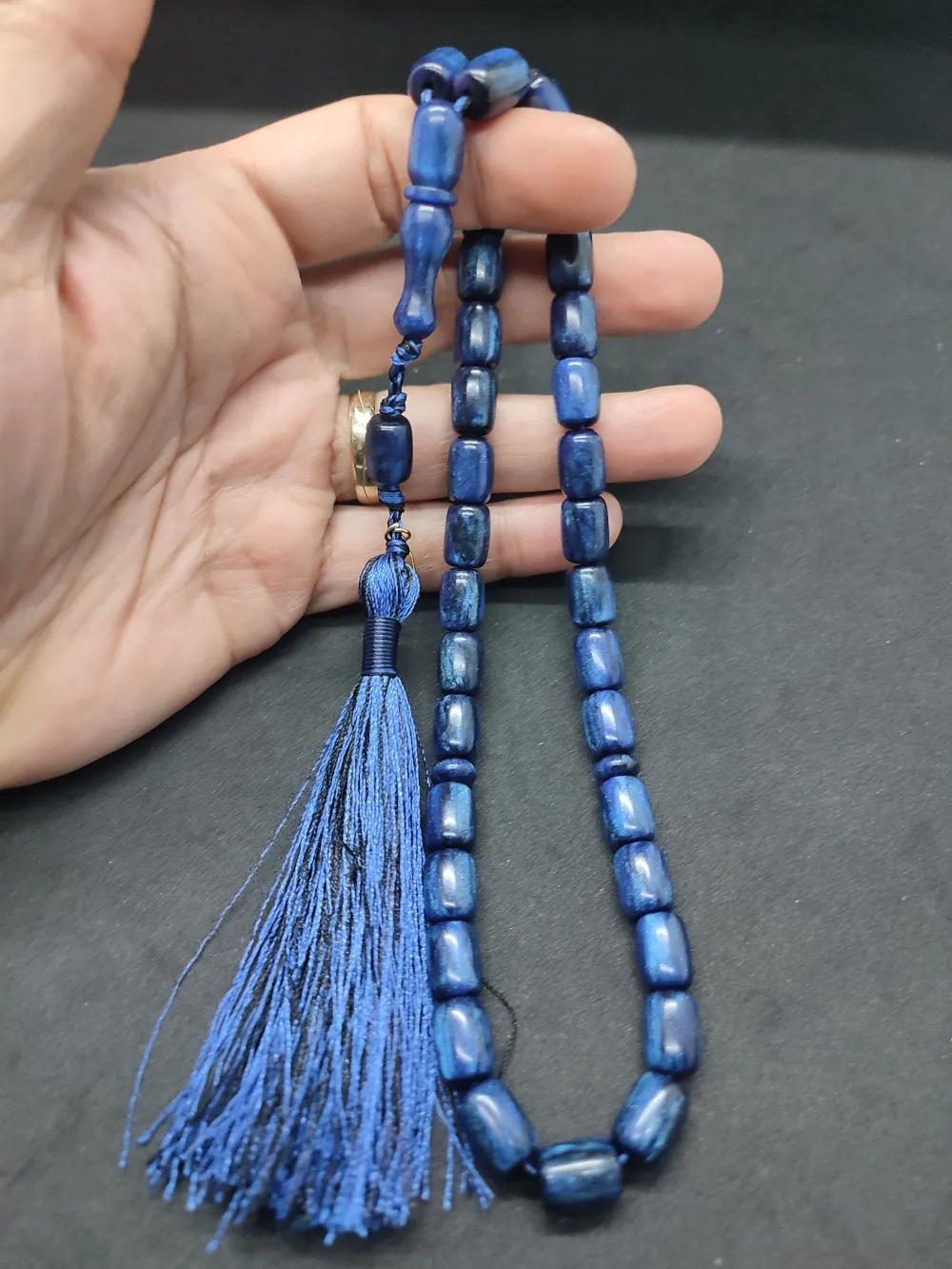 Ebu Zeyn Usta Eseri̇ İmzalı 12 Kat İpe Di̇zi̇li̇ Eski̇ Usul Sıkma Kehri̇bar küçük resim 5