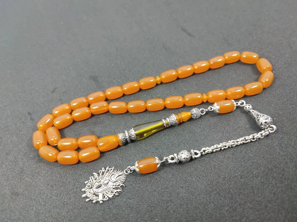 Şevket Alkan Usta İşi̇ 925 Ayar Gümüş Nakkaş İmame  Sıkma Kehri̇bar