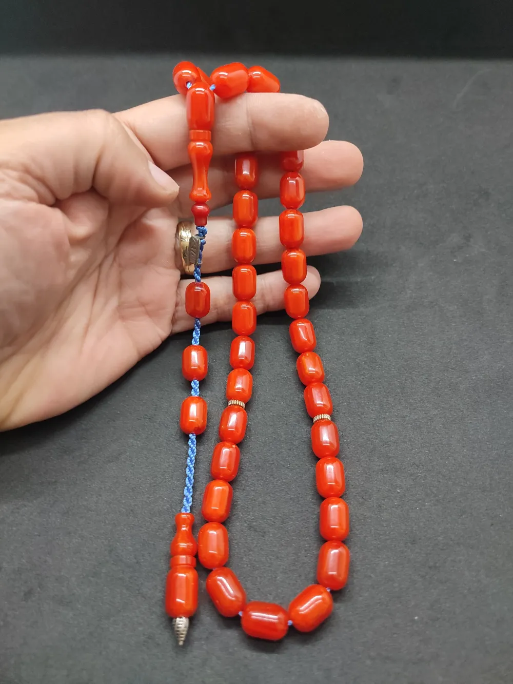 Zeyzun Usta Eseri̇ Di̇k Damar (İmza Çi̇vi̇ Ara Pulları Gümüş) Sıkma Kehri̇bar küçük resim 5