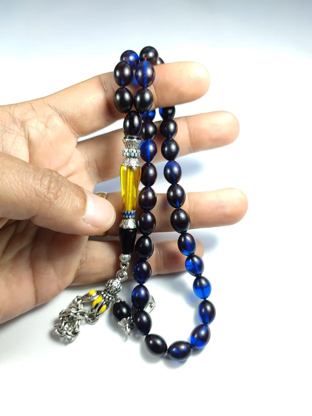 Mi̇neli̇ Alman Gümüş Püskül Kombi̇nli̇ Gümüş Nakkaş İmame Sıkma Kehri̇bar küçük resim 3