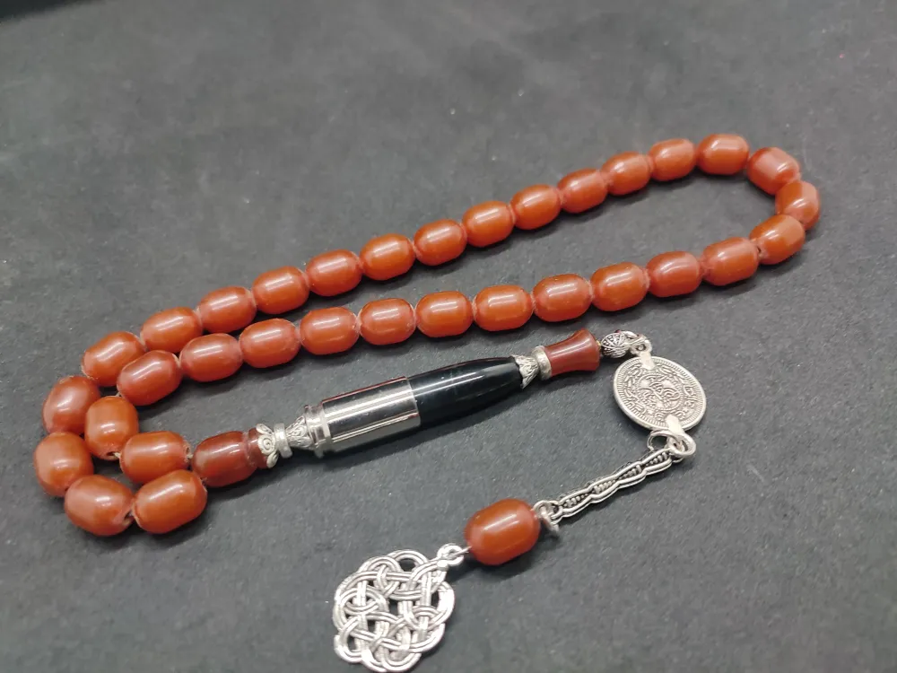 İmame Mermi̇ Kovanı Ve Gümüş Nakkaş Kombi̇nli̇ Sıkma Kehri̇bar küçük resim 2