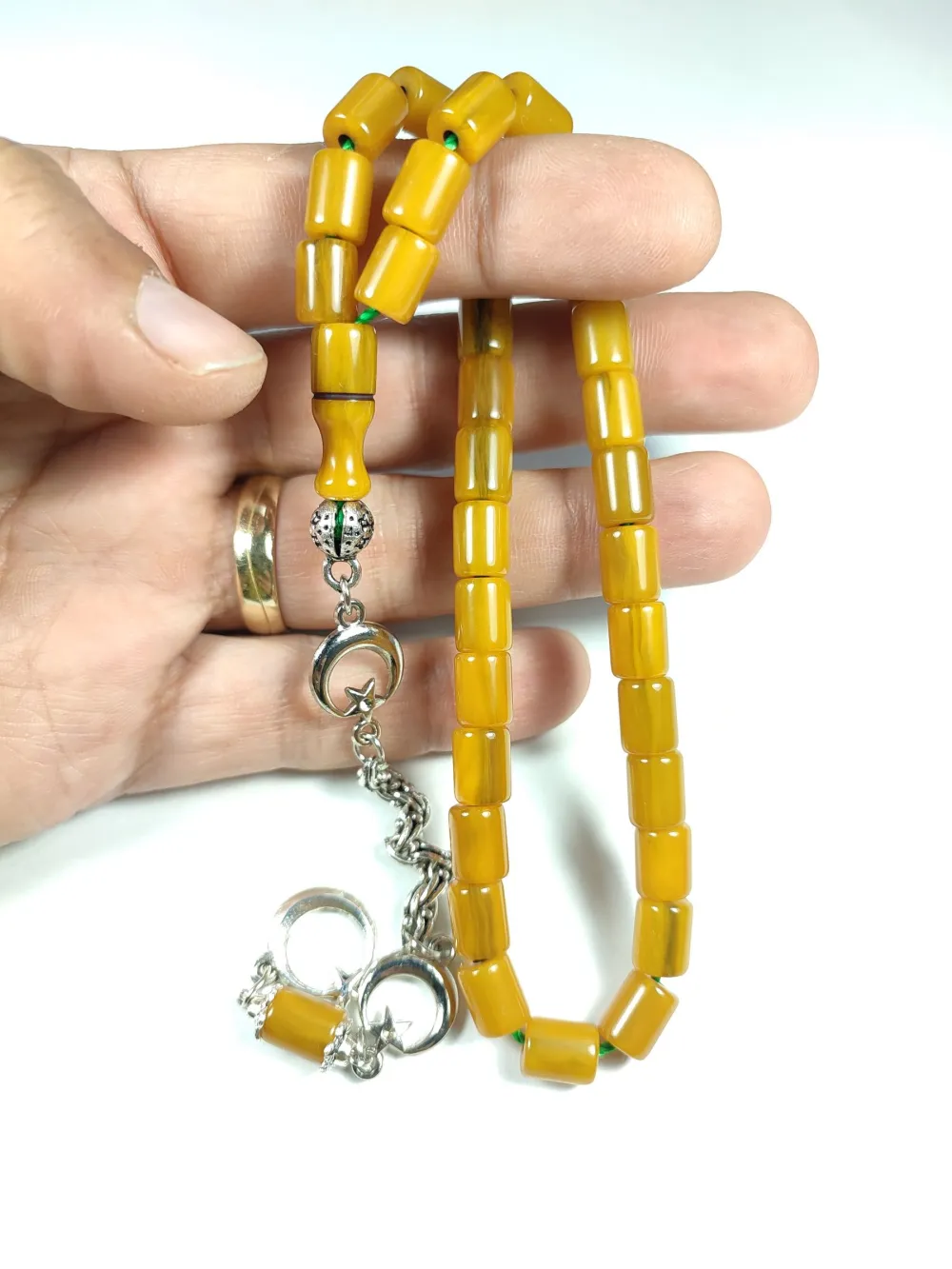 Alman Gümüş Kaplama Püskül Kombi̇nli̇  Sıkma Kehri̇bar küçük resim 4