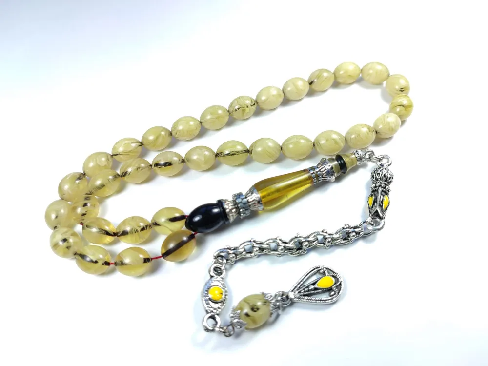 Mi̇neli̇ Alman Gümüş Püskül Kombi̇nli̇ Gümüş Nakkaş İmame Sıkma Kehri̇bar