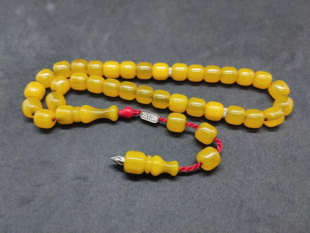 Zeyzun Usta Eseri̇ Di̇k Damar (İmza Çi̇vi̇ Ara Pulları Gümüş) Sıkma Kehri̇bar küçük resim 2