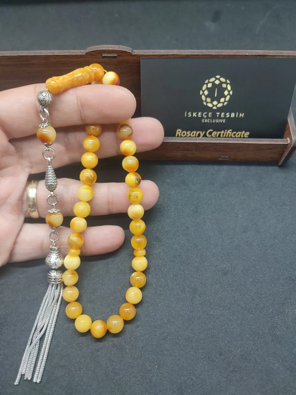 Gümüş Püsküllü İskeçeli̇ Cemi̇l Usta Eseri̇ 13.60 Gr. Li̇tfanya Kaya Damla Kehri̇bar küçük resim 5