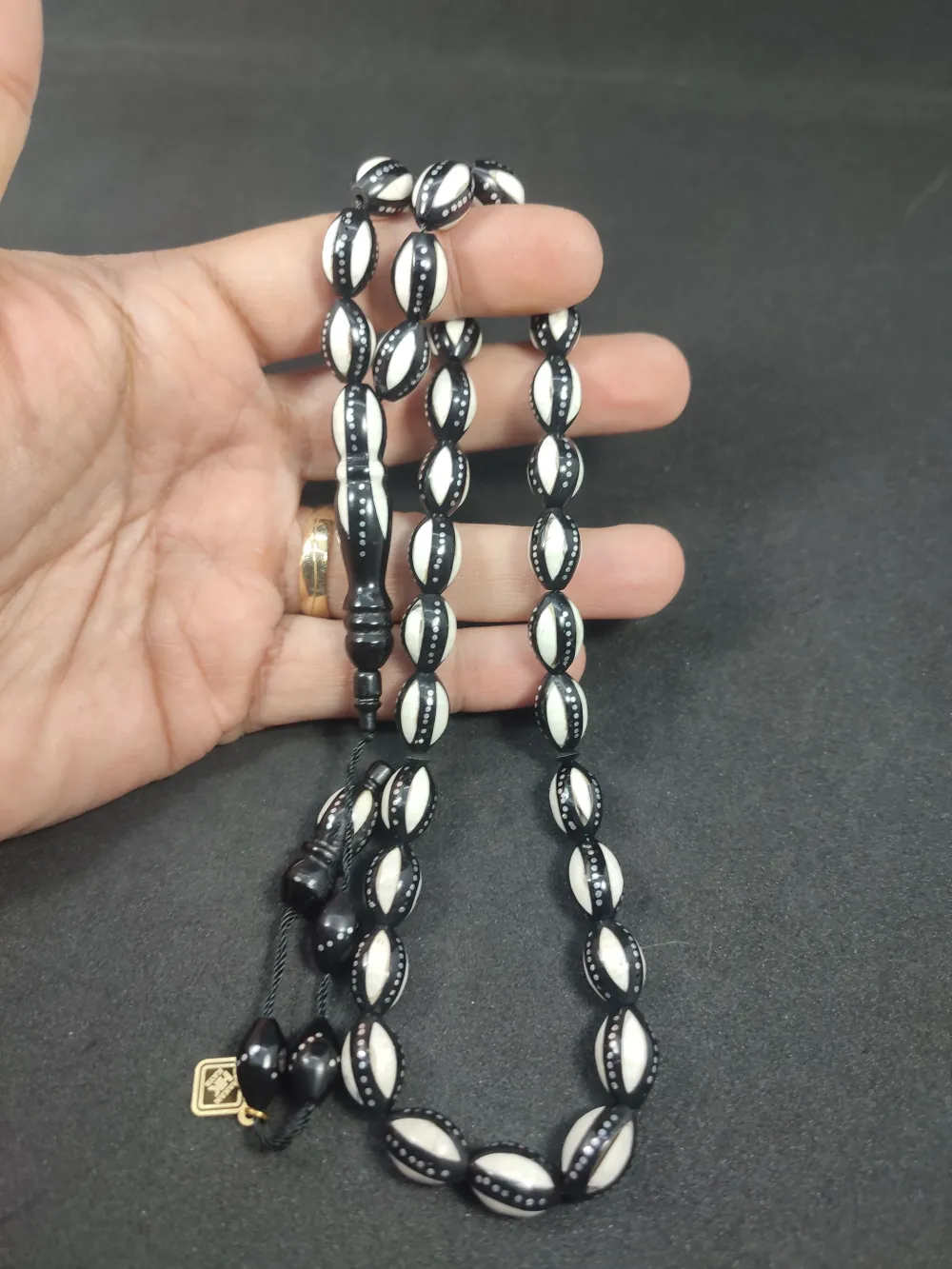 Hakan Kaya Usta Eseri̇ 4'Lü Gümüş Yarma Gümüş Çakımlı Mi̇neli̇ İnci̇ Si̇yahı Kuka küçük resim 5