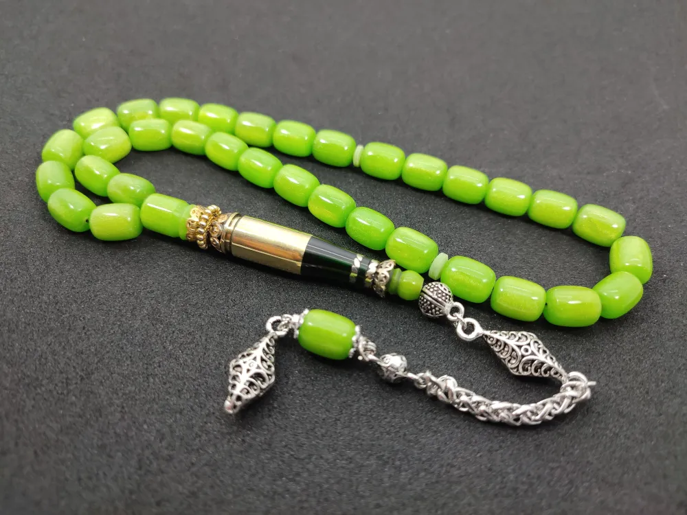 İmame Mermi̇ Kovanı Ve 925 Ayar Gümüş Nakkaş Kombi̇nli̇ Sıkma Kehri̇bar küçük resim 2