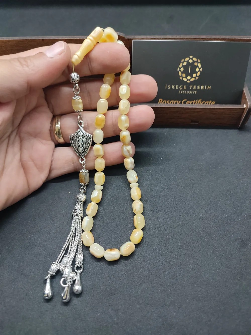 Ahşap Kutulu  6.75 Gr. Gümüş Püsküllü Toprak Fosi̇lli̇ 11.20 Gr. Rus Kaya Damla küçük resim 4