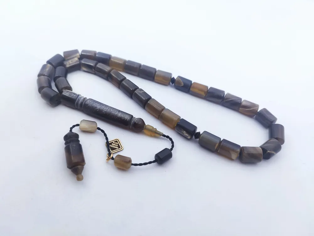 İskeçeli̇ Cemi̇l Usta Eseri̇ İmame Hi̇tame Eski̇tme Yapılmış Damarlı   Bufalo Boynuzu