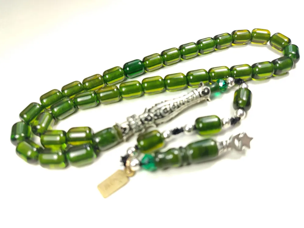 Zeyn Usta İmzalı 925 Ayar Nakkaş İmame Ayyıldız Moti̇fli̇ Hi̇tame Sıkma Kehri̇bar küçük resim 3