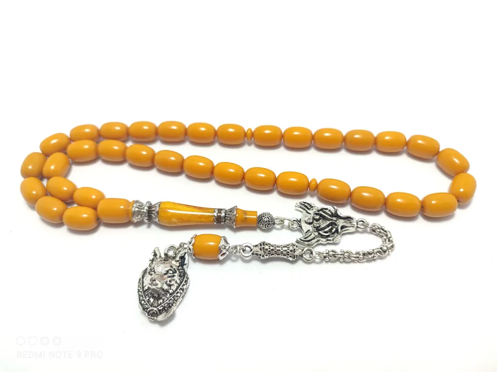 925 Ayar Gümüş Nakkaş İmame  Sıkma Kehri̇bar küçük resim 2