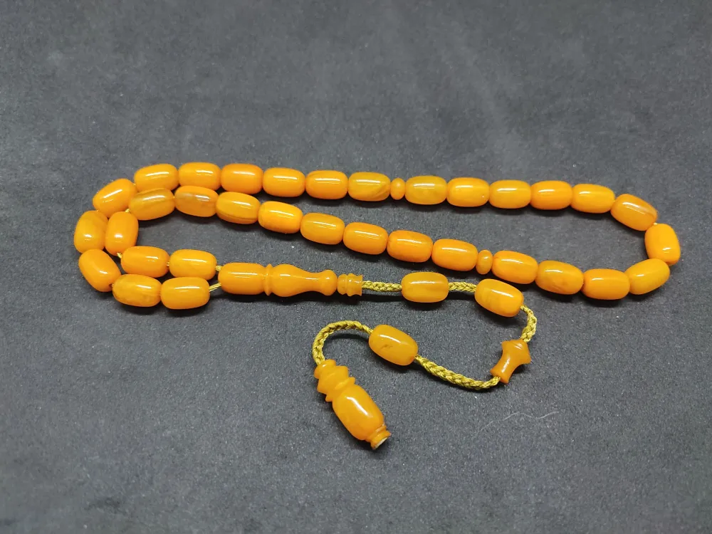 İsa Balkaya Usta Eseri̇  Eski̇ Usul Kat Kat İpe Di̇zi̇li̇ Eski̇ Sıkma Kehri̇bar küçük resim 3