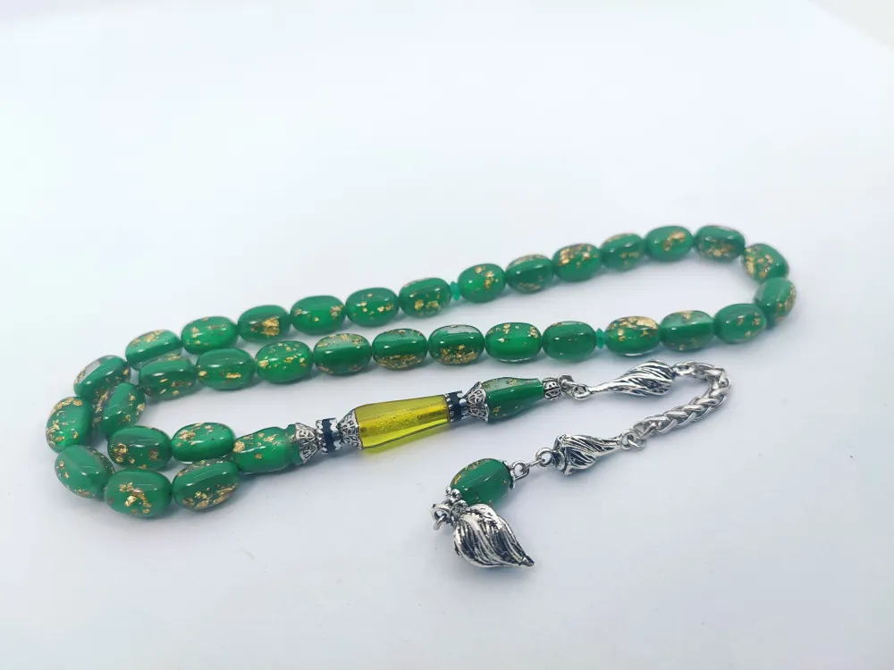 925 Ayar Gümüş Nakkaş Çi̇ft Kat Torna Çi̇ft Ci̇lalı Altın Varaklı Ateş Kehri̇bar küçük resim 3