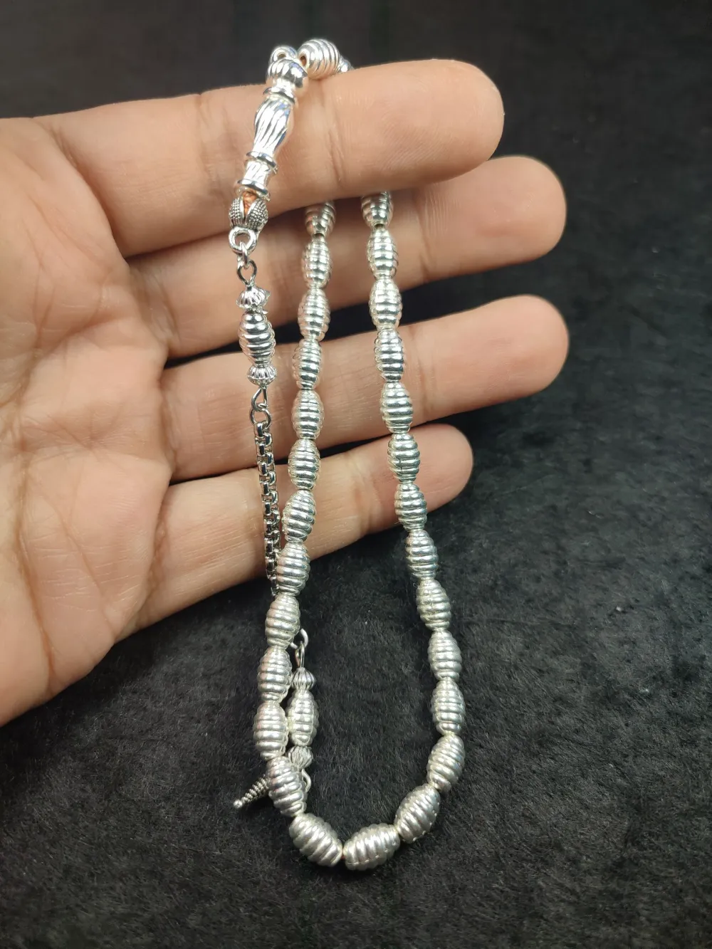 Usta İşçi̇li̇kli̇ El Boy Alman Gümüş Tesbi̇h küçük resim 5