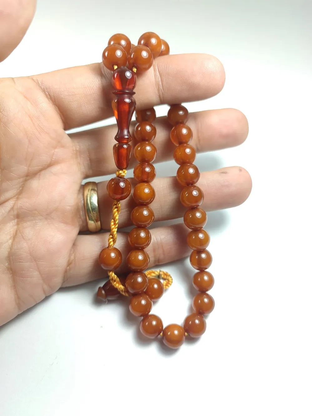 Junai̇d Hasan Usta İşi̇ İmzalı Mühürlü Sıkma Kehri̇bar küçük resim 5