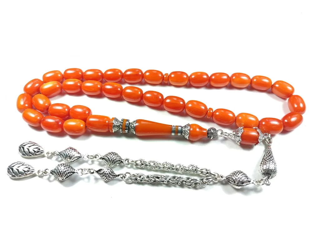 Gümüş Kaplama Püsküllü  Gümüş Nakkaş İmame Sıkma Kehri̇bar