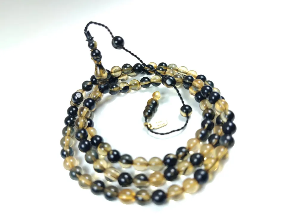 Mehmet Mercan Usta İşi̇ İmzalı Mühürlü Sıkma Kehri̇bar Namaz Tesbi̇hi̇ küçük resim 3