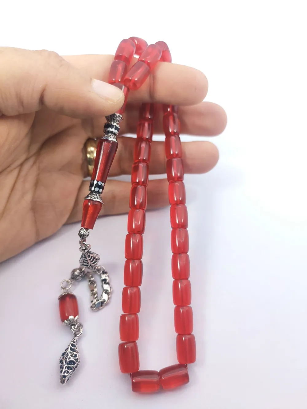 925 Ayar Gümüş Nakkaş Çi̇ft Kat Torna Çi̇ft Ci̇lalı Alman Zar Kehri̇bar küçük resim 4