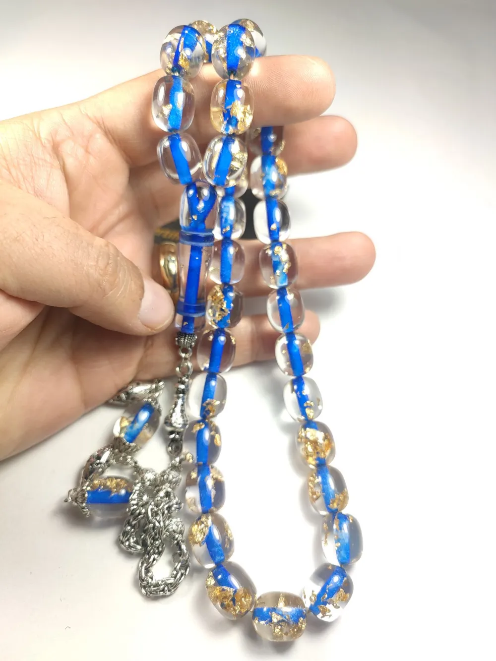 Gümüş Kaplama Püskül Kombi̇nli̇ Yeni̇lebi̇li̇r Altın Parçacıklı Ateş Kehri̇bar küçük resim 4